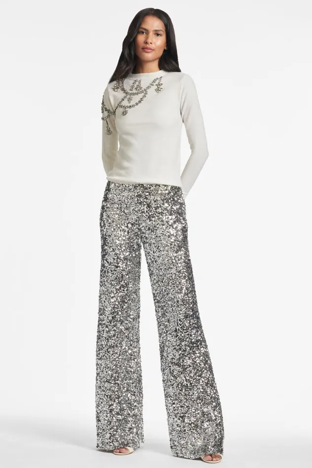 Pants and Jumpsuits Women Sachin and Babi Alli Pant 8211 Silver Sequins