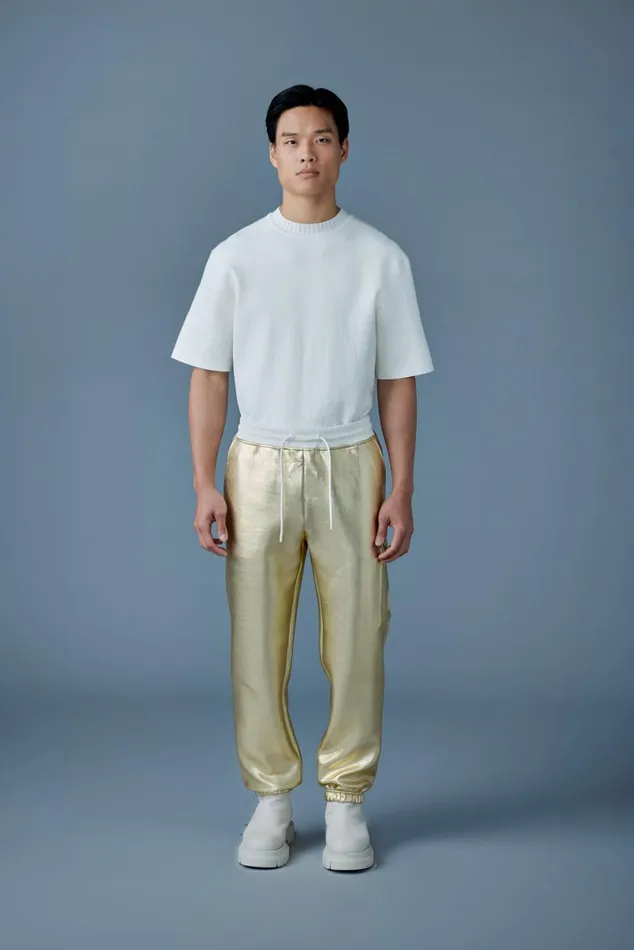 Pants and Shorts Men Mackage MARVINM Metallic Double Face Jersey Sweatpants Gold Pants and Shorts Men Mackage MARVINM Metallic Double Face Jersey Sweatpants Gold