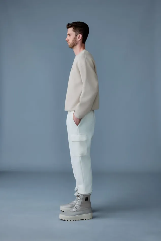 Pants and Shorts Men Mackage MARVINR Double Face Jersey Cargo Sweatpants Cream Pants and Shorts Men Mackage MARVINR Double Face Jersey Cargo Sweatpants Cream