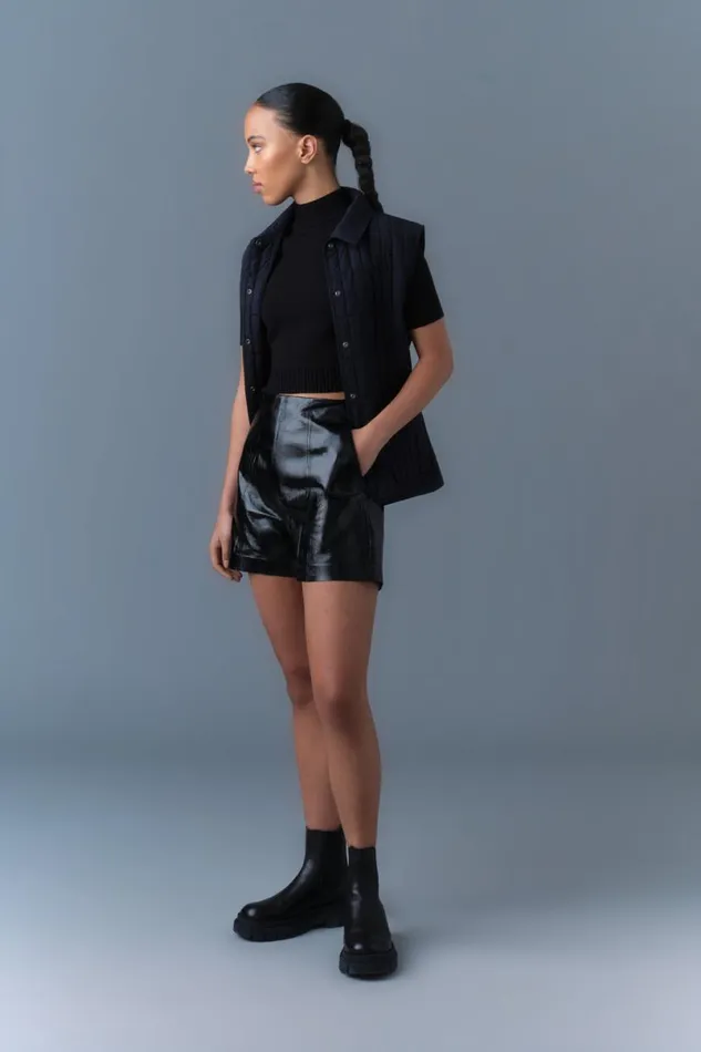 Pants and Shorts Women Mackage DAVA Panelled Leather Shorts Black Pants and Shorts Women Mackage DAVA Panelled Leather Shorts Black