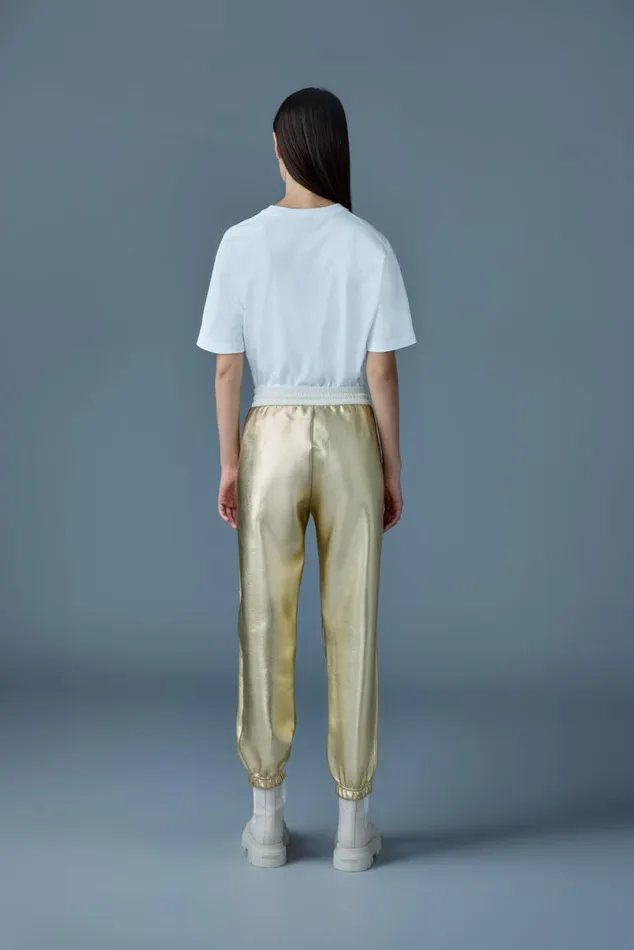 Pants and Shorts Women Mackage NEVM Metallic Finish Doubleface Jersey Sweatpants Gold Pants and Shorts Women Mackage NEVM Metallic Finish Doubleface Jersey Sweatpants Gold