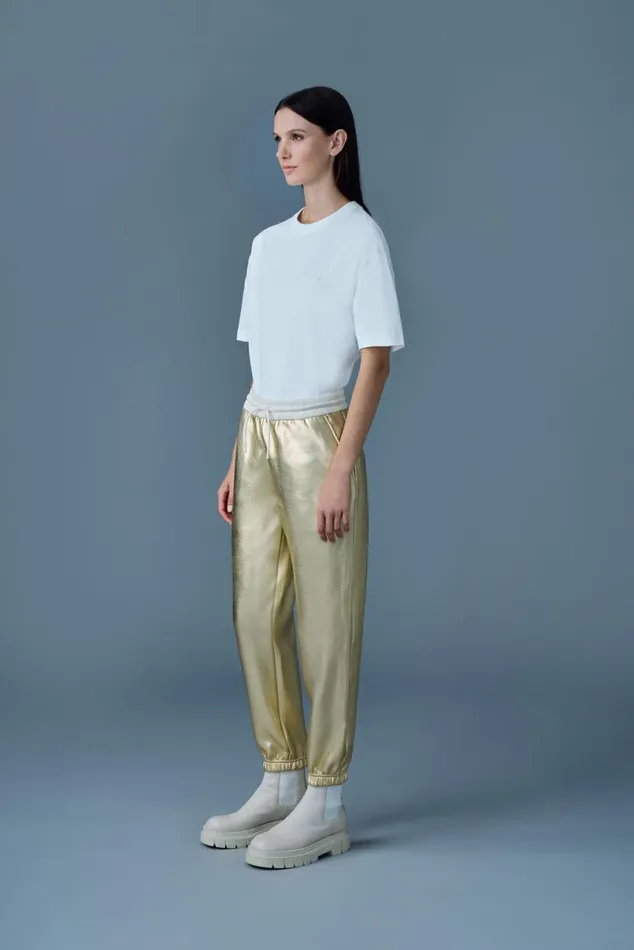 Pants and Shorts Women Mackage NEVM Metallic Finish Doubleface Jersey Sweatpants Gold Pants and Shorts Women Mackage NEVM Metallic Finish Doubleface Jersey Sweatpants Gold