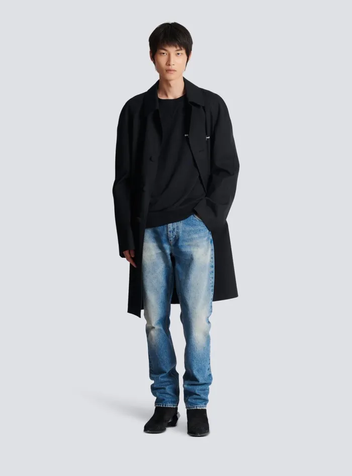 Paris Flocked Sweatshirt Black Men Balmain Sweatshirts