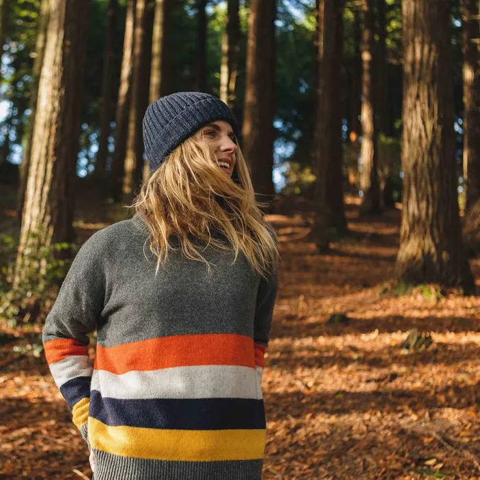 Passenger Clothing Bay Knitted Jumper Charcoal Stripe Women Knitwear