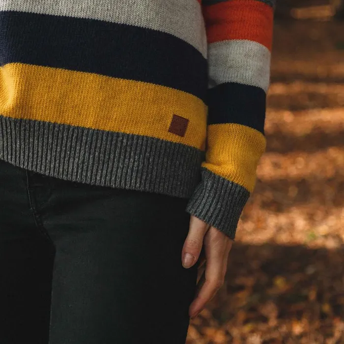 Passenger Clothing Bay Knitted Jumper Charcoal Stripe Women Knitwear