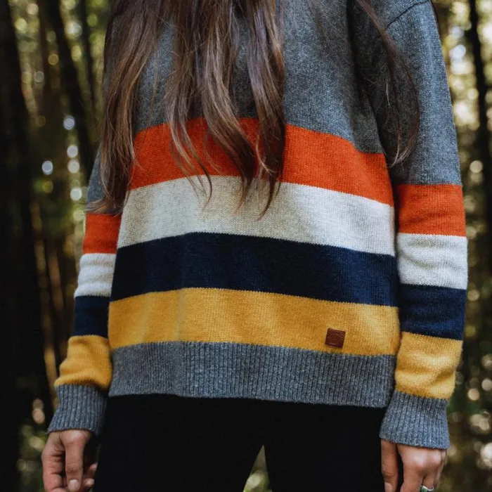 Passenger Clothing Bay Knitted Jumper Charcoal Stripe Women Knitwear