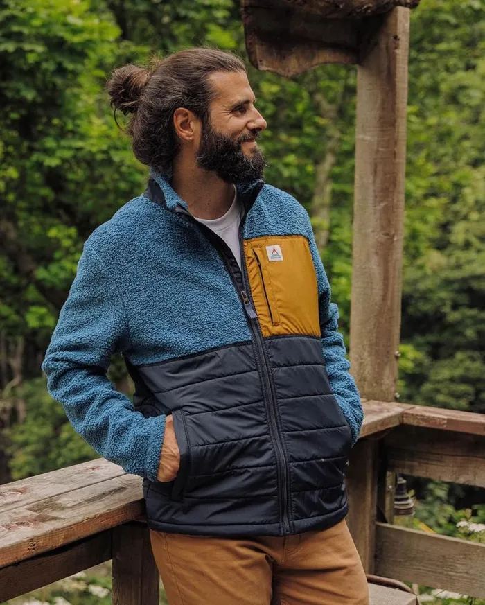 Passenger Clothing Born Explorer Recycled PolarLined Sherpa Fleece Blue Steel Men Fleece