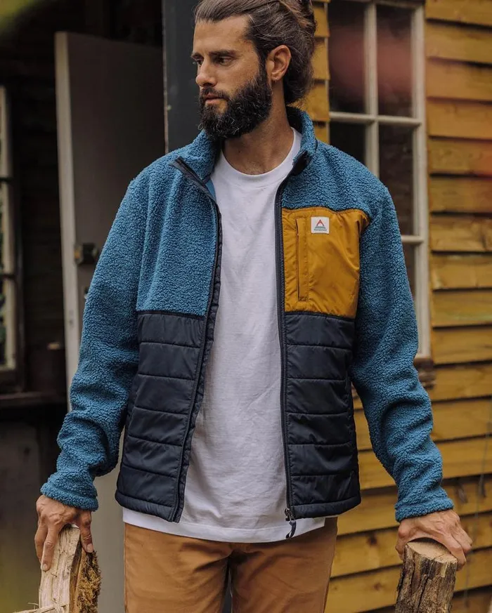 Passenger Clothing Born Explorer Recycled PolarLined Sherpa Fleece Blue Steel Men Fleece