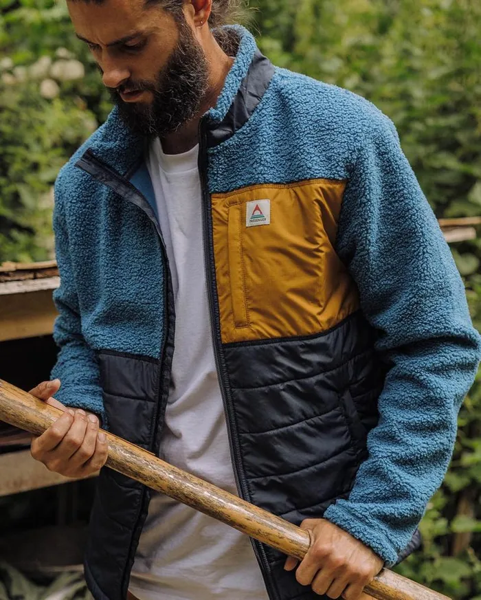 Passenger Clothing Born Explorer Recycled PolarLined Sherpa Fleece Blue Steel Men Fleece