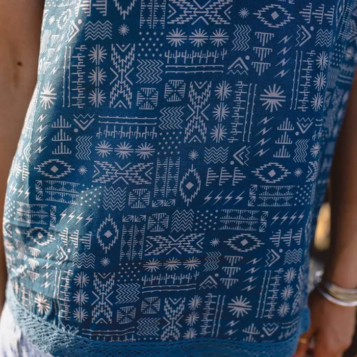 Passenger Clothing Cascade Cami Blue Coral Geo Tile Women Tops and TShirts