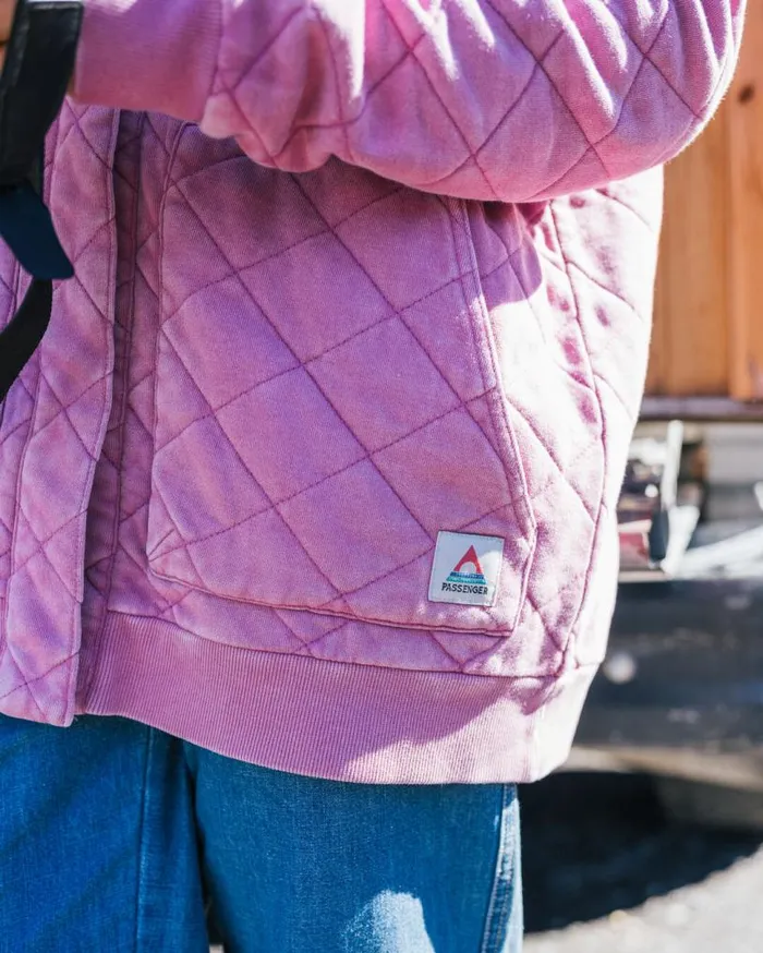 Passenger Clothing Clementine Recycled Quilted Popper Up Hoodie Mauve Haze Women Hoodies and Sweatshirts