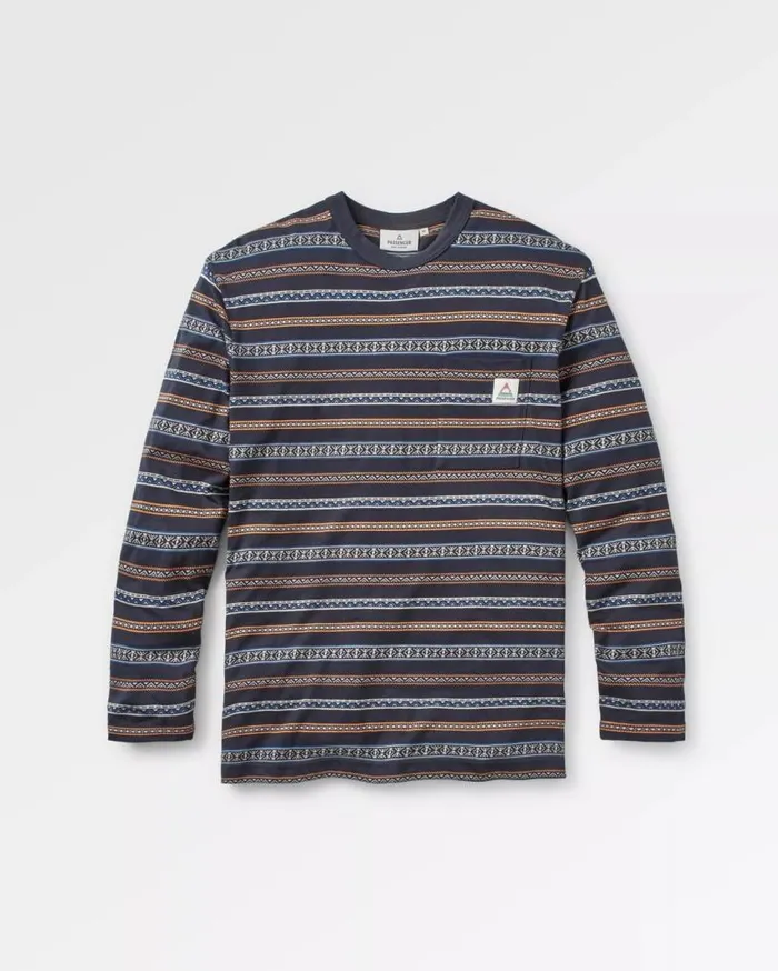 Passenger Clothing Crackle Organic Relaxed Fit LS TShirt Midnight Fairisle Men TShirts and Vests Passenger Clothing Crackle Organic Relaxed Fit LS TShirt Midnight Fairisle Men TShirts and Vests