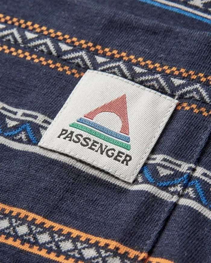 Passenger Clothing Crackle Organic Relaxed Fit LS TShirt Midnight Fairisle Men TShirts and Vests