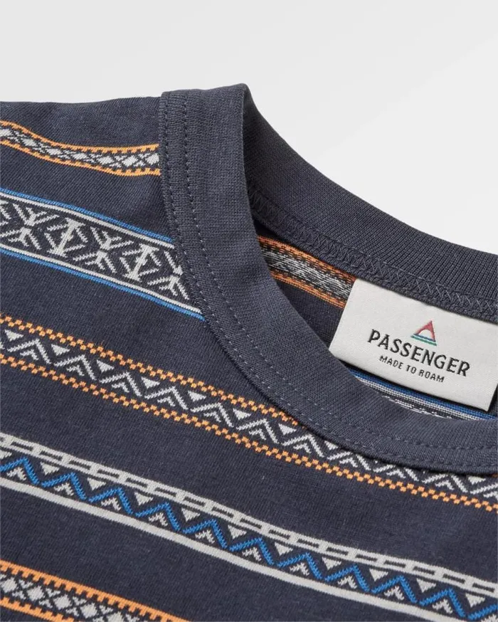 Passenger Clothing Crackle Organic Relaxed Fit LS TShirt Midnight Fairisle Men TShirts and Vests
