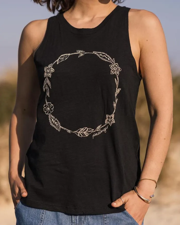 Passenger Clothing Daisy Chain Recycled Cotton Vest Black Women Tops and TShirts