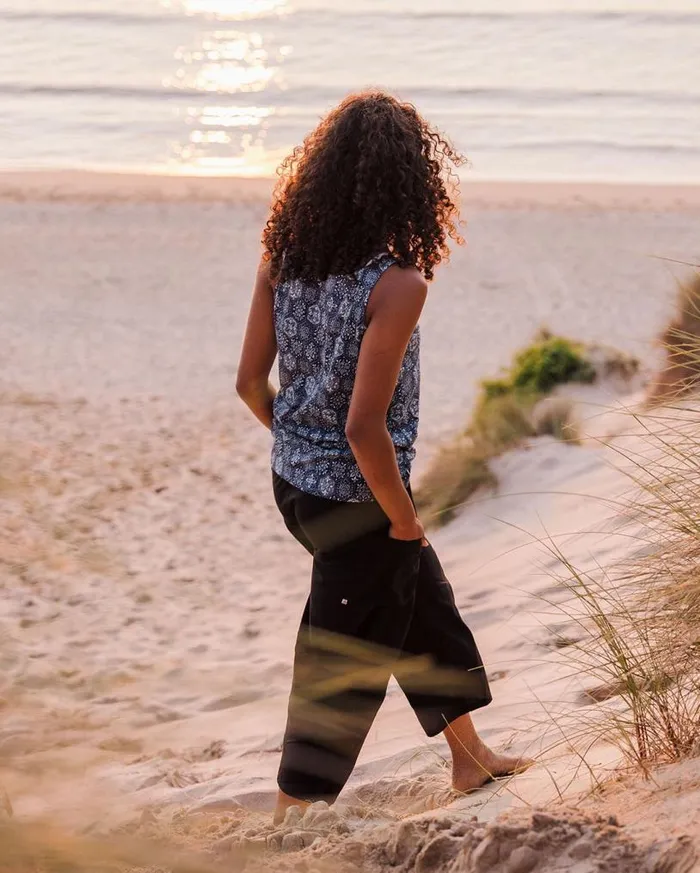 Passenger Clothing Dawny Recycled Cotton Vest Tile Dark Denim Women Tops and TShirts