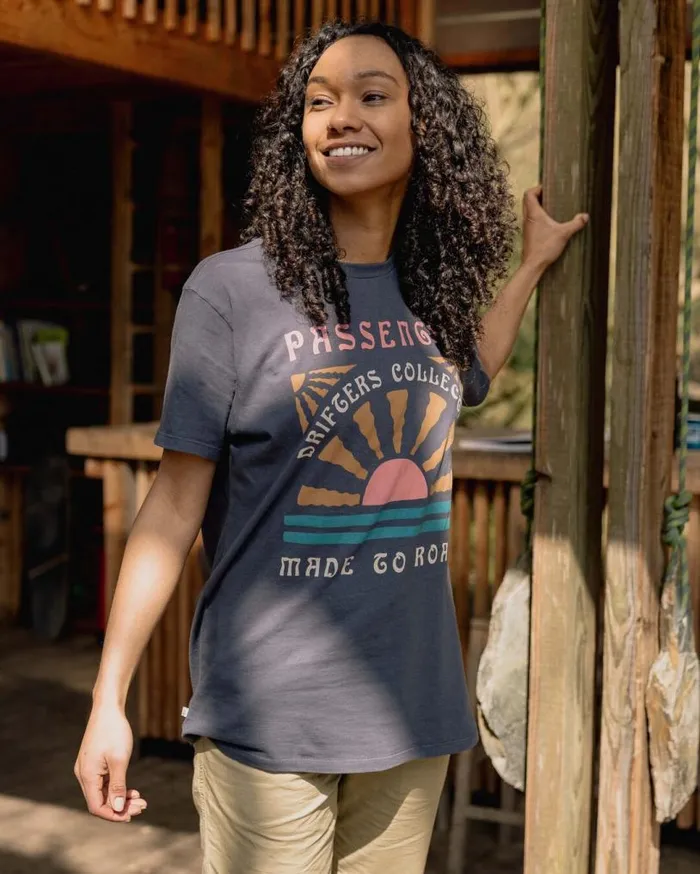 Passenger Clothing Drifters Oversized Recycled Cotton TShirt Charcoal Women Tops and TShirts
