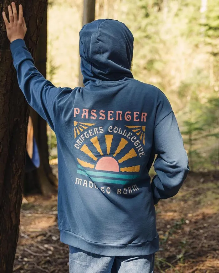 Passenger Clothing Drifters Recycled Cotton Hoodie Dark Denim Women Hoodies and Sweatshirts