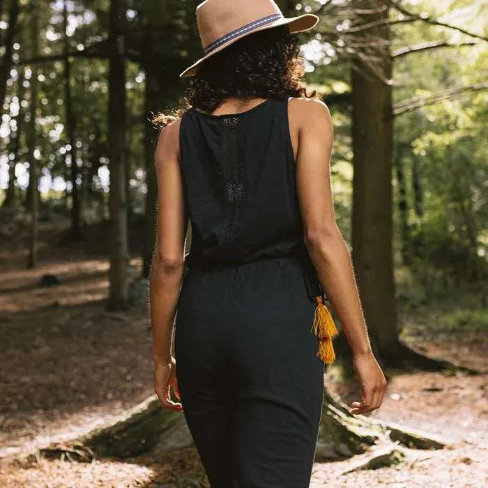 Passenger Clothing Eva Recycled Cotton Jumpsuit Black Women Dungarees and Trousers