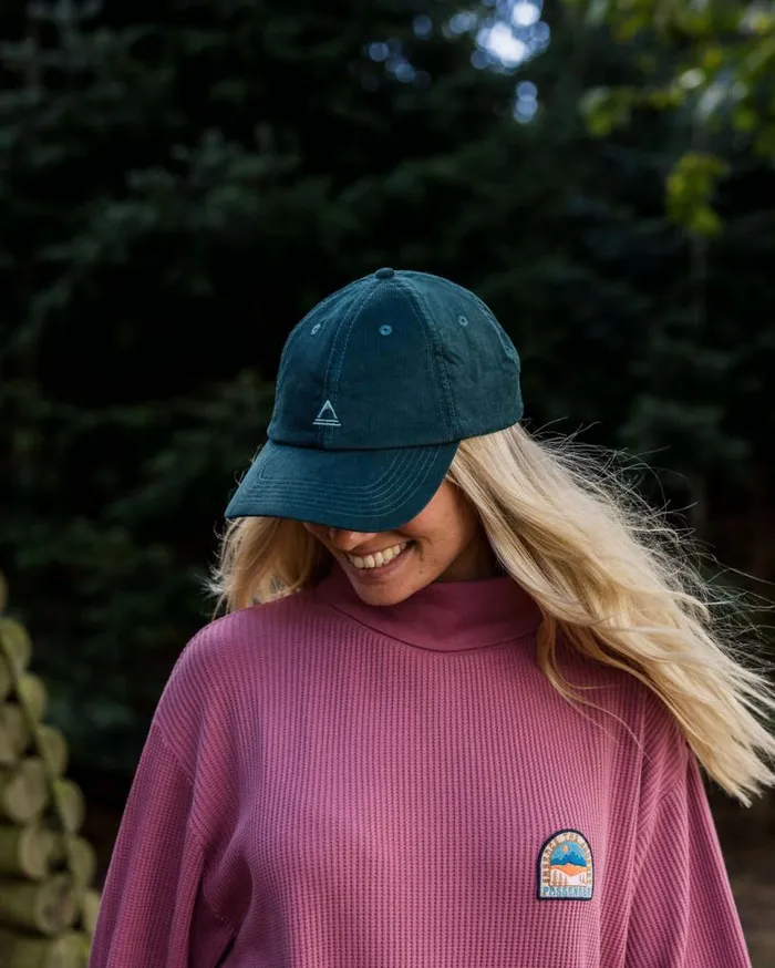 Passenger Clothing Fade Recycled Cord 6 Panel Cap Deep Ocean WomenMen Caps and Hats