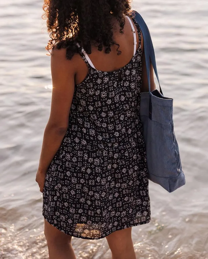Passenger Clothing Floaty Layered Dress Simple Tile Faded Black Women Dresses and Skirts