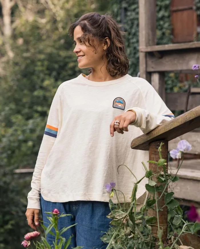 Passenger Clothing Hope Recycled Cotton Oversized Ls TShirt Birch Women Tops and TShirts