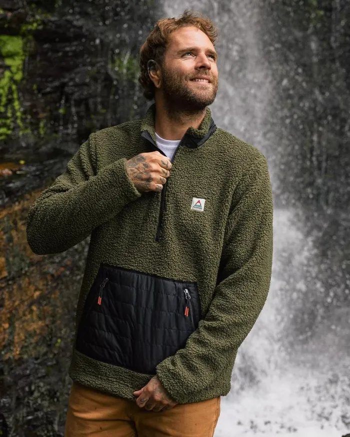 Passenger Clothing Oceanside Recycled PolarLined Sherpa Fleece Khaki Men Fleece