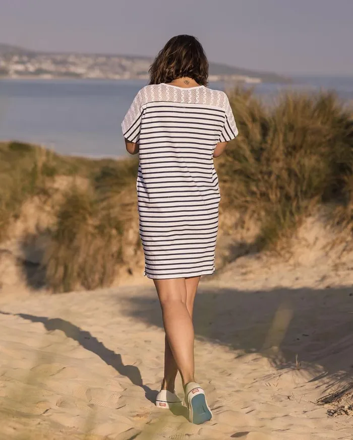 Passenger Clothing Olive Oversized Recycled Cotton TShirt Dress Navy Stripe Women Dresses and Skirts