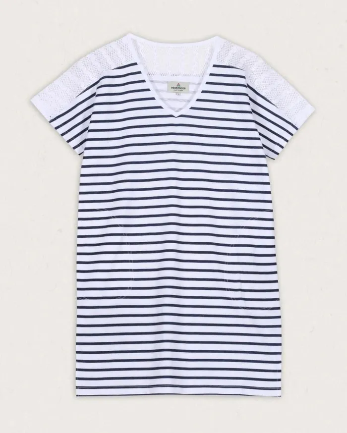 Passenger Clothing Olive Oversized Recycled Cotton TShirt Dress Navy Stripe Women Dresses and Skirts