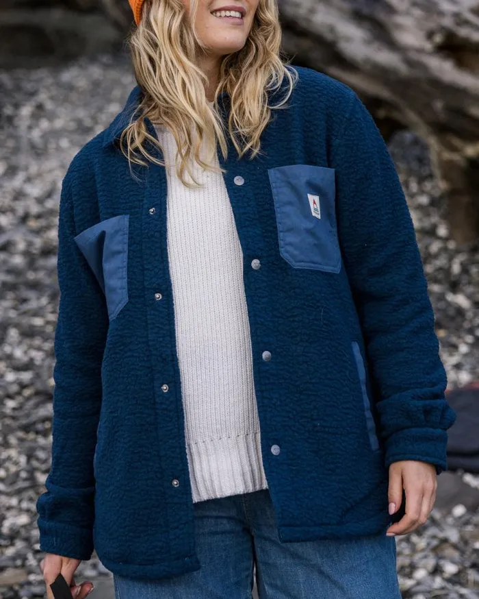 Passenger Clothing Rappel Recycled Sherpa Fleece Oversized Shirt Dark Denim Women Shirts Passenger Clothing Rappel Recycled Sherpa Fleece Oversized Shirt Dark Denim Women Shirts