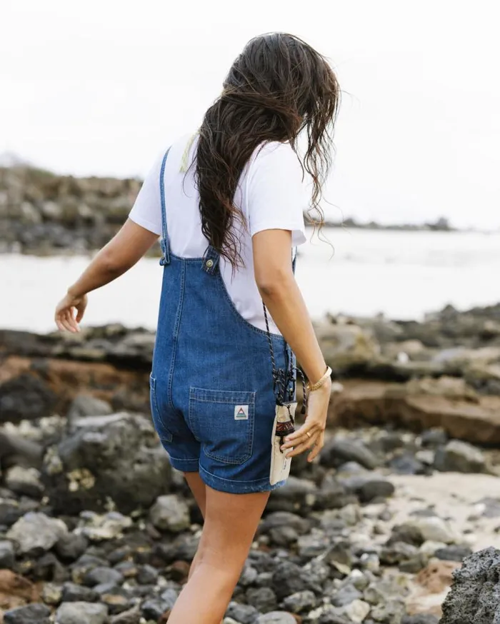 Passenger Clothing Riverside Denim Short Dungarees Washed Denim Women Dungarees and Trousers