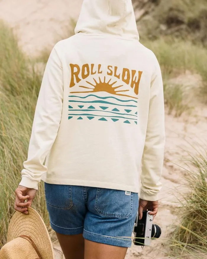 Passenger Clothing Rolling Slow Recycled Cotton Hoodie Pale Yellow Women Hoodies and Sweatshirts Passenger Clothing Rolling Slow Recycled Cotton Hoodie Pale Yellow Women Hoodies and Sweatshirts