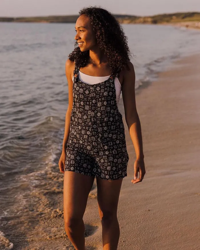 Passenger Clothing Safron Playsuit Simple Tile Faded Black Women Shorts
