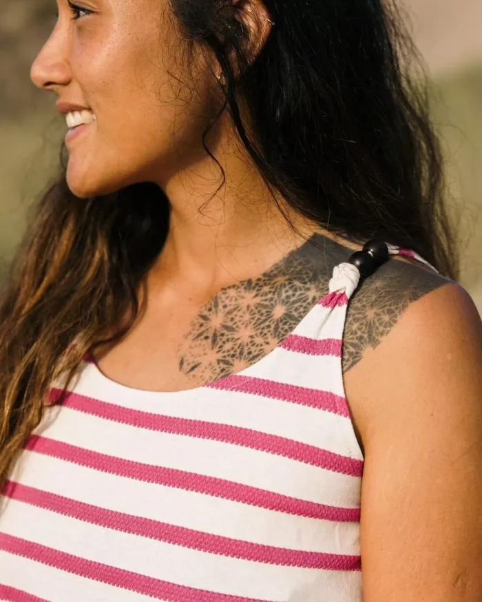 Passenger Clothing Sage Stripe Vest Fuchsia Women Tops and TShirts