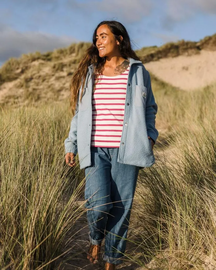 Passenger Clothing Sage Stripe Vest Fuchsia Women Tops and TShirts
