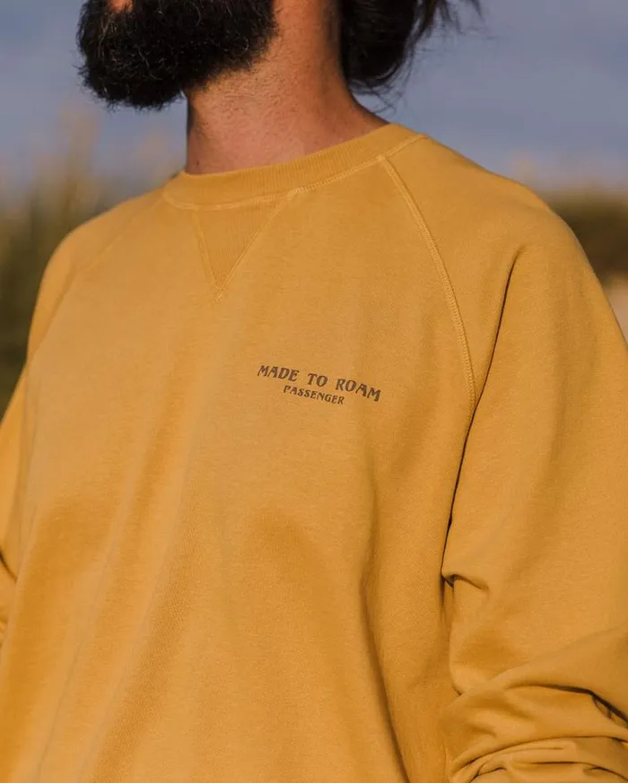 Passenger Clothing Sundown Recycled Cotton Sweatshirt Mustard Gold Men Hoodies and Sweatshirts