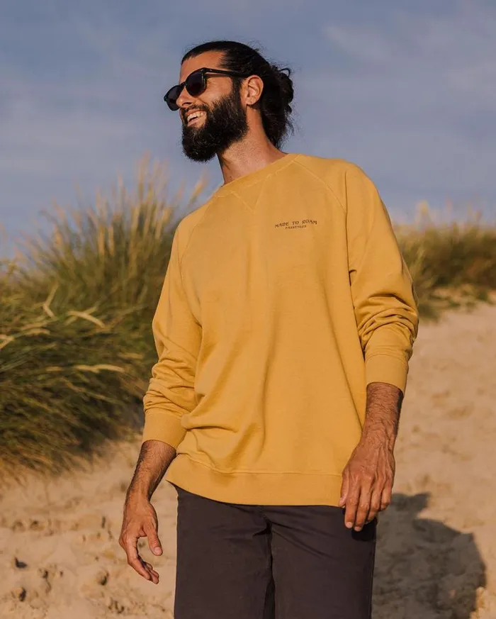 Passenger Clothing Sundown Recycled Cotton Sweatshirt Mustard Gold Men Hoodies and Sweatshirts