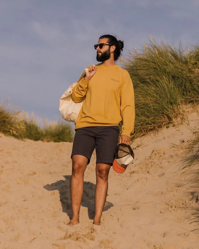 Passenger Clothing Sundown Recycled Cotton Sweatshirt Mustard Gold Men Hoodies and Sweatshirts