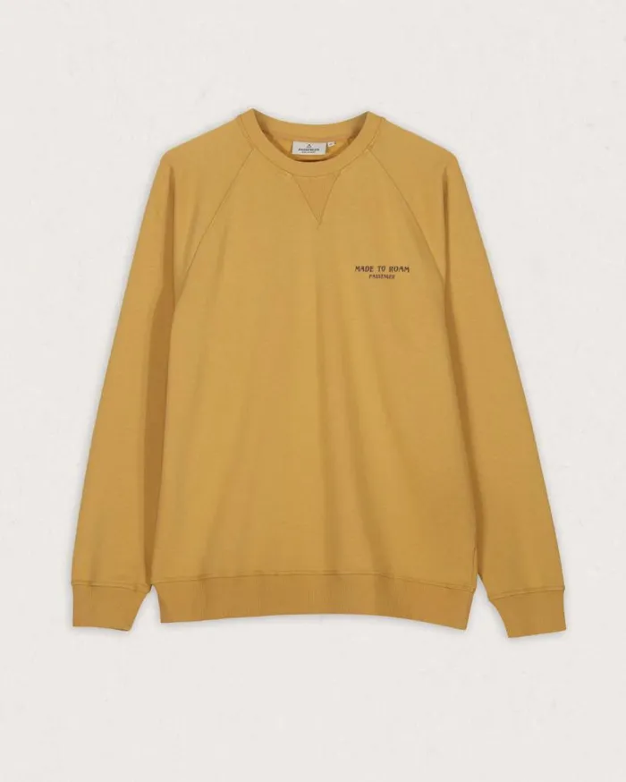 Passenger Clothing Sundown Recycled Cotton Sweatshirt Mustard Gold Men Hoodies and Sweatshirts