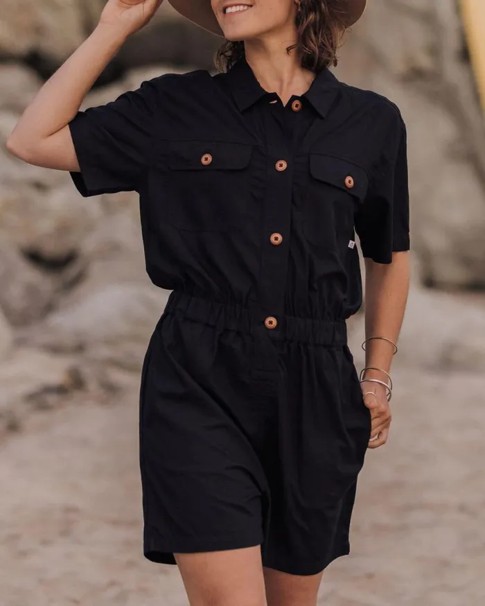 Passenger Clothing Topaz Short Boiler Suit Black Women Shorts