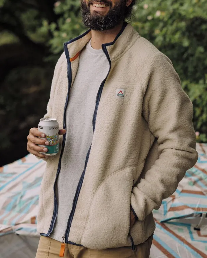 Passenger Clothing Tripper Full Zip Recycled Sherpa Fleece Oatmeal Men Fleece