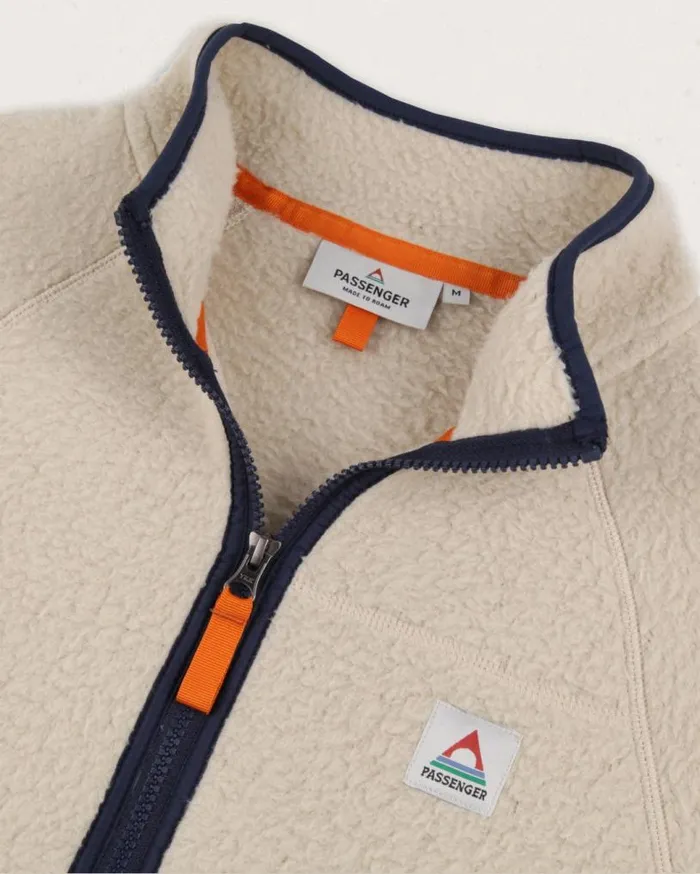 Passenger Clothing Tripper Full Zip Recycled Sherpa Fleece Oatmeal Men Fleece