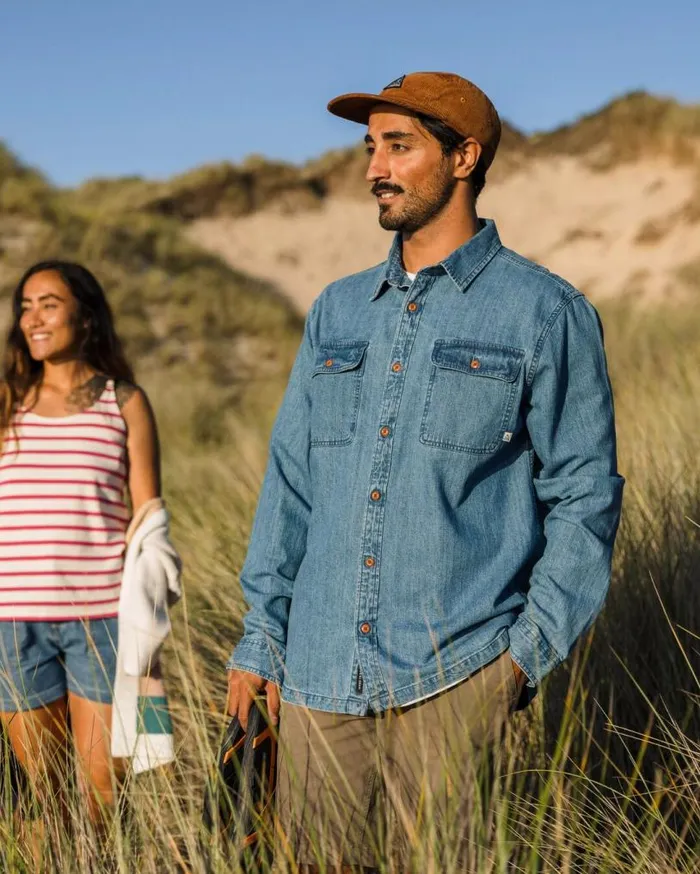 Passenger Clothing Vision Denim Shirt Denim Blue Men Shirts