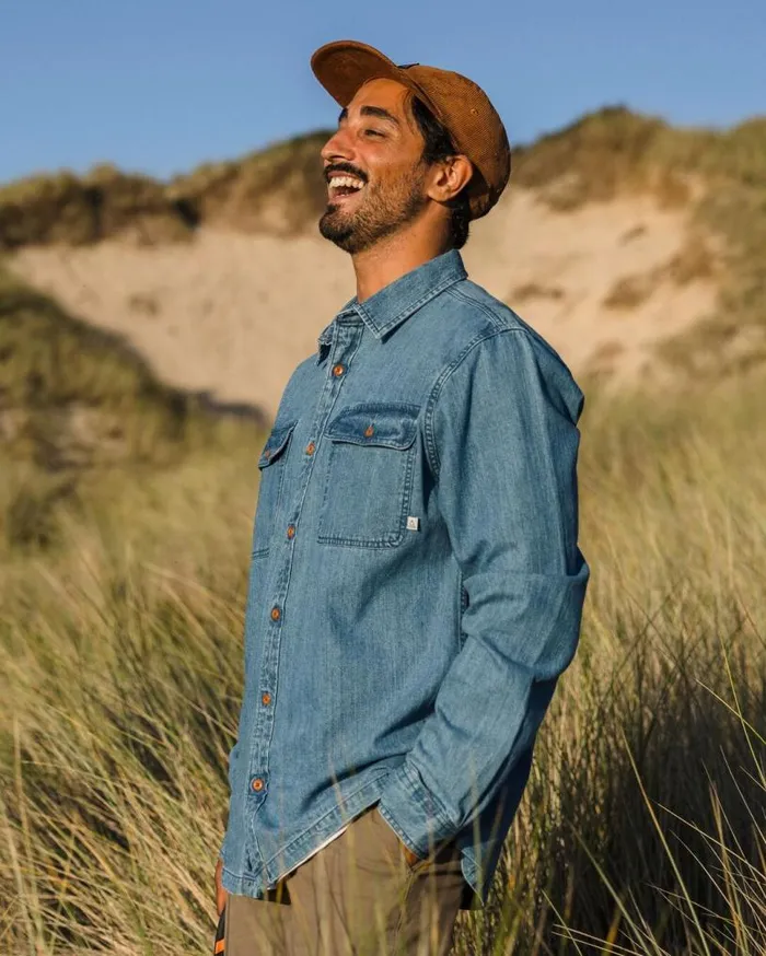 Passenger Clothing Vision Denim Shirt Denim Blue Men Shirts