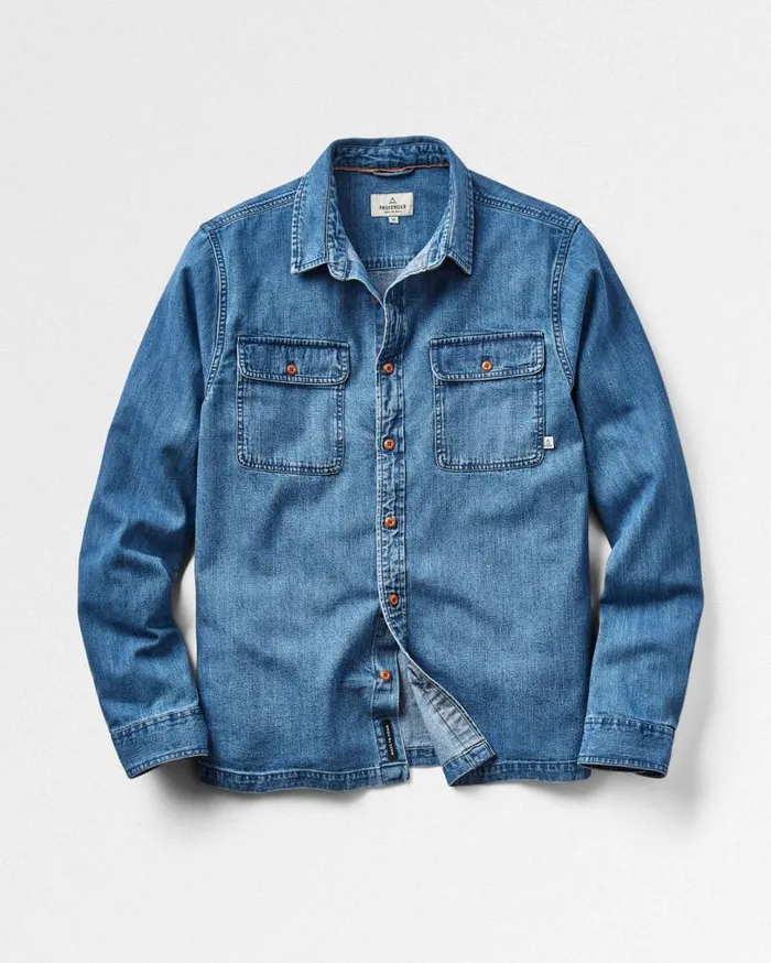 Passenger Clothing Vision Denim Shirt Denim Blue Men Shirts