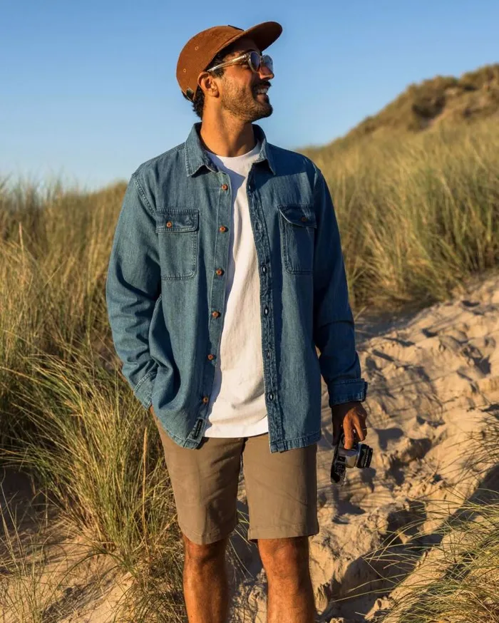 Passenger Clothing Vision Denim Shirt Denim Blue Men Shirts