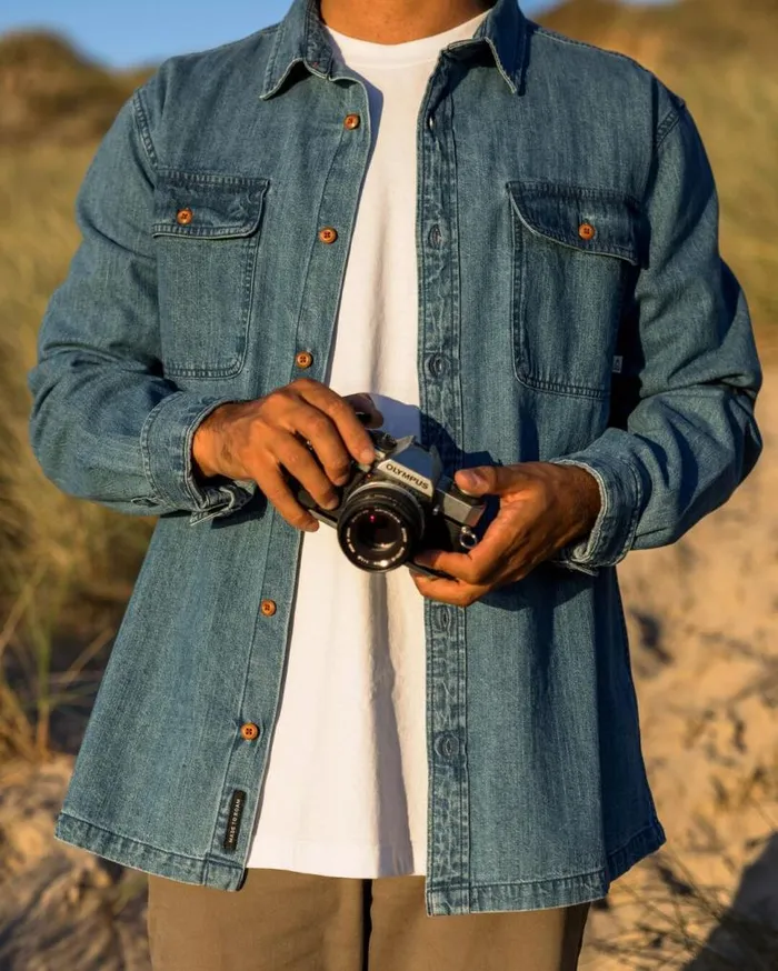 Passenger Clothing Vision Denim Shirt Denim Blue Men Shirts