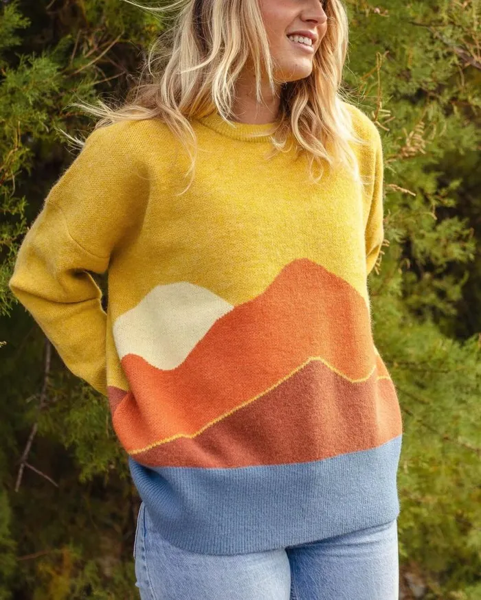 Passenger Clothing Vista Recycled Oversized Knitted Jumper Amber Gold Women Knitwear