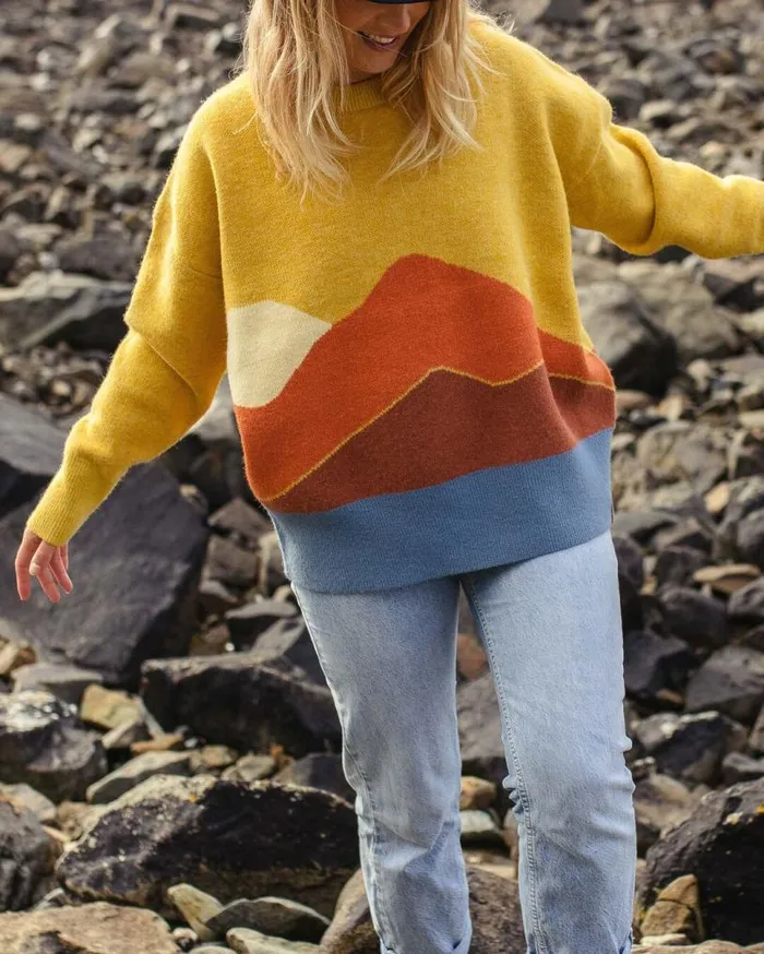 Passenger Clothing Vista Recycled Oversized Knitted Jumper Amber Gold Women Knitwear