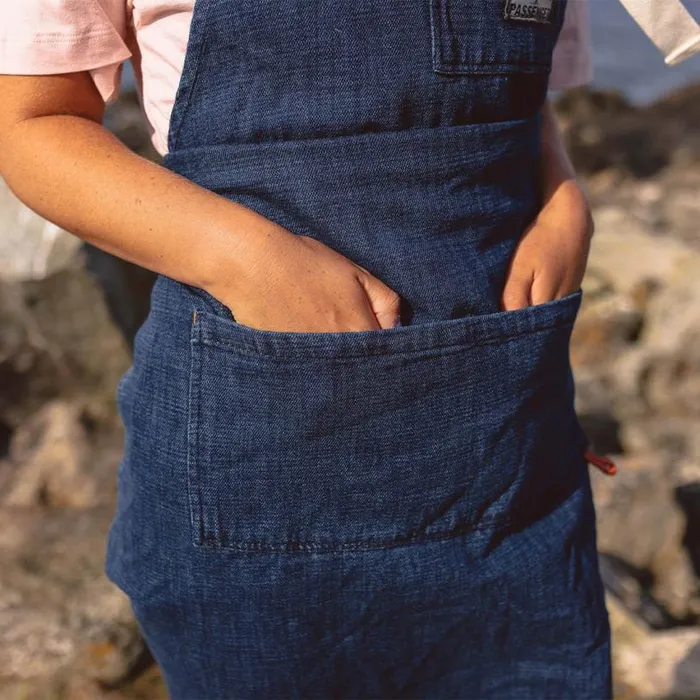 Passenger Clothing Yard Organic Cotton Denim Apron Dark Denim Women Outdoor Living